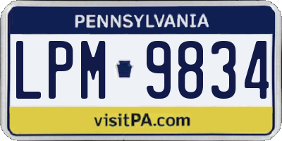 PA license plate LPM9834