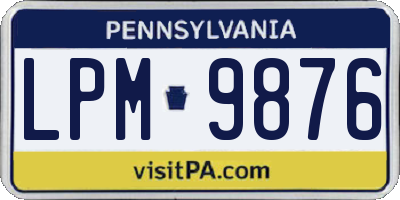 PA license plate LPM9876