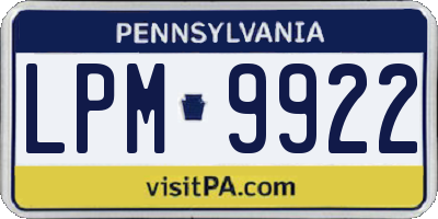PA license plate LPM9922