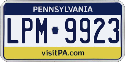 PA license plate LPM9923