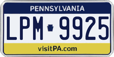 PA license plate LPM9925