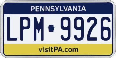 PA license plate LPM9926