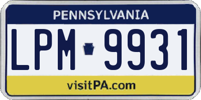 PA license plate LPM9931