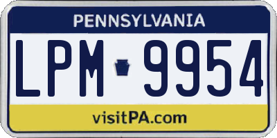PA license plate LPM9954