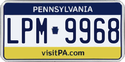 PA license plate LPM9968