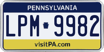 PA license plate LPM9982