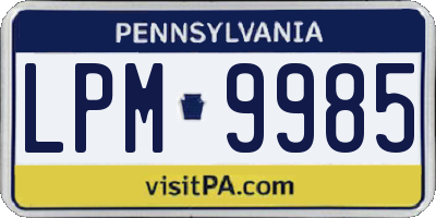 PA license plate LPM9985