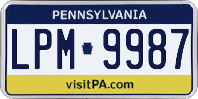 PA license plate LPM9987