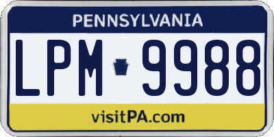 PA license plate LPM9988