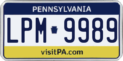 PA license plate LPM9989