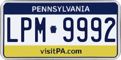 PA license plate LPM9992