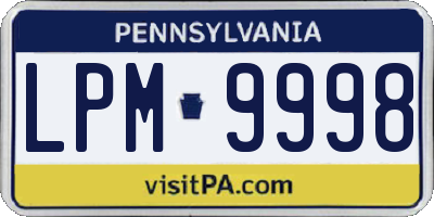 PA license plate LPM9998