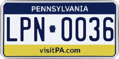 PA license plate LPN0036