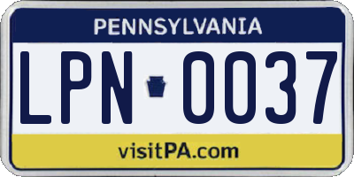 PA license plate LPN0037