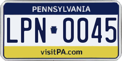 PA license plate LPN0045