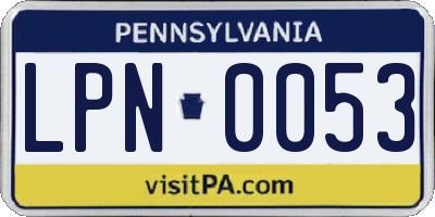 PA license plate LPN0053