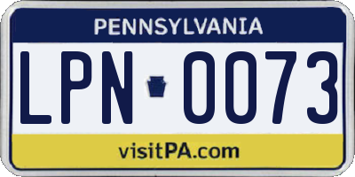PA license plate LPN0073