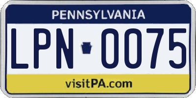 PA license plate LPN0075