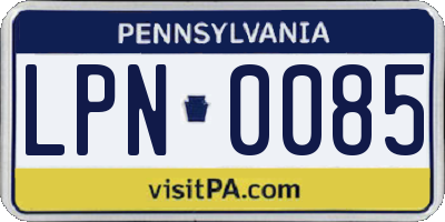 PA license plate LPN0085
