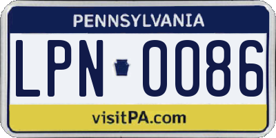 PA license plate LPN0086