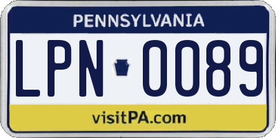PA license plate LPN0089