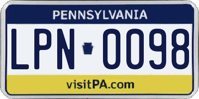 PA license plate LPN0098