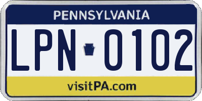 PA license plate LPN0102