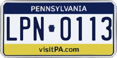 PA license plate LPN0113