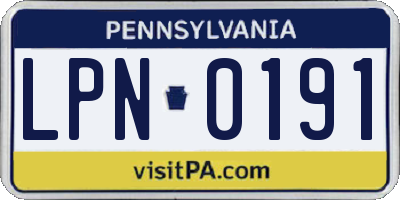 PA license plate LPN0191