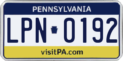PA license plate LPN0192