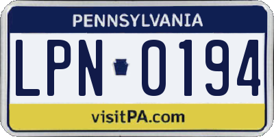 PA license plate LPN0194