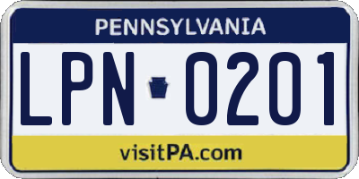 PA license plate LPN0201