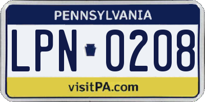 PA license plate LPN0208