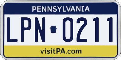 PA license plate LPN0211