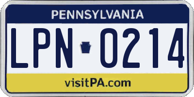PA license plate LPN0214