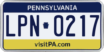 PA license plate LPN0217