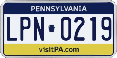 PA license plate LPN0219