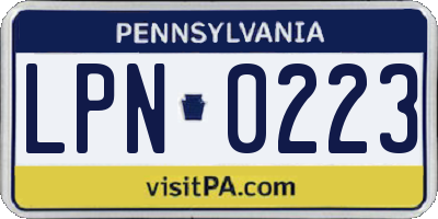 PA license plate LPN0223