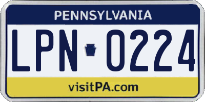PA license plate LPN0224
