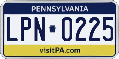 PA license plate LPN0225