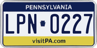 PA license plate LPN0227