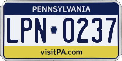 PA license plate LPN0237