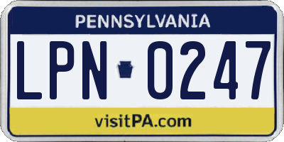 PA license plate LPN0247