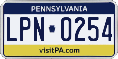 PA license plate LPN0254
