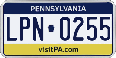 PA license plate LPN0255