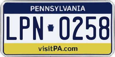 PA license plate LPN0258