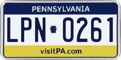 PA license plate LPN0261