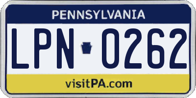 PA license plate LPN0262