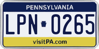 PA license plate LPN0265