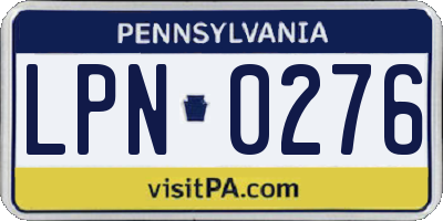 PA license plate LPN0276